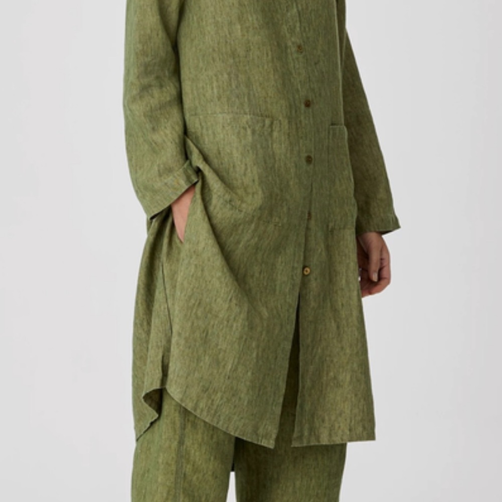 Washed Organic Linen Delave Long Shirt